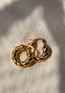 Small Croissant Loop Earring 18K Gold EP on Brass