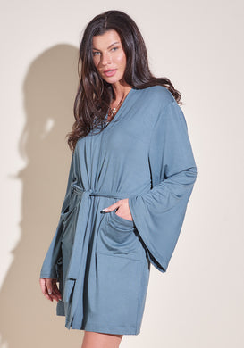 Vanity Bamboo Robe in  Blue Abyss