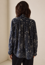 Joan D'Arc button up in black with white stars