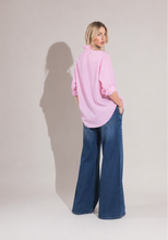 Le Chemise Collared Shirt in Cotton pink stripe seersucker