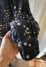 Joan D'Arc button up in black with white stars