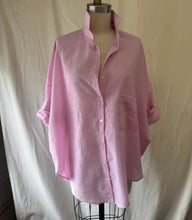 Le Chemise Collared Shirt in Cotton pink stripe seersucker