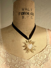 SACRÉ CŒUR Antique Gold Rose Quartz with velvet French Ribbon