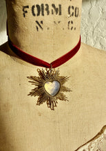 SACRÉ CŒUR Antique MOONSTONE 18k with French Burgandy Velvet Ribbon