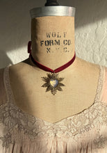 SACRÉ CŒUR Antique MOONSTONE 18k with French Burgandy Velvet Ribbon