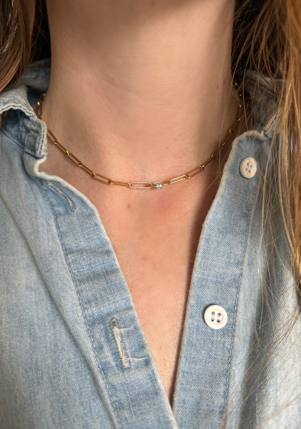 JEANE 14k gold carabiner papeclip necklace – Wendy Glez