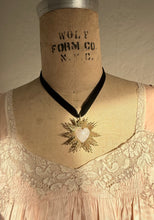 SACRÉ CŒUR Antique Gold Rose Quartz 18k with French Black Velvet Ribbon