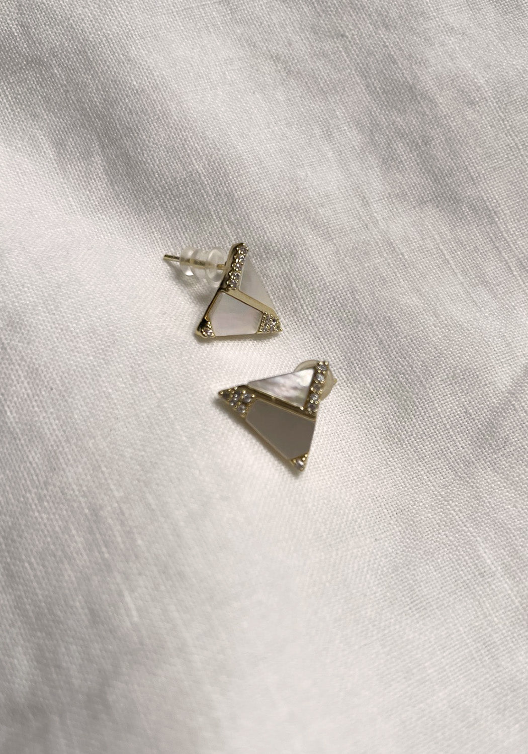 Alexandria Mother of Pearl Gold Pyramid Earrings