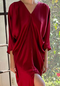 Aura Silk Dress in Rouge