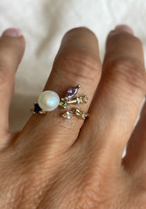 Fairy Pearl Rhinstones 14K Gold Fill Ring