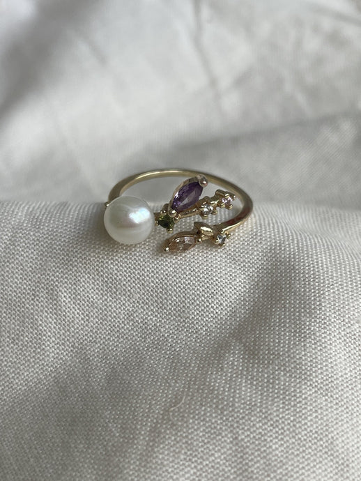 Fairy Pearl Rhinstones 14K Gold Fill Ring