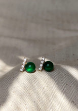 Green Opal Crystal Gold Plated Studs