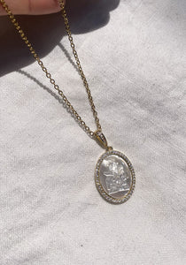 Mother of Pearl Madonna Necklace Gold Vermeil Necklace