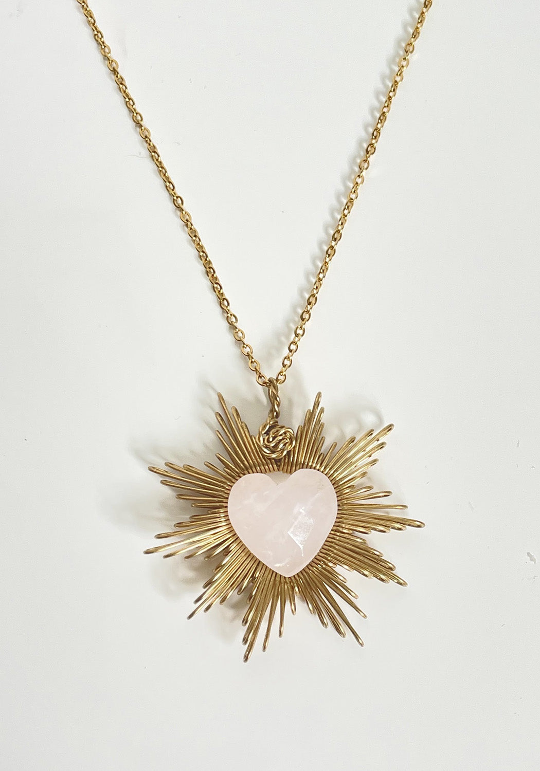 SACRÉ CŒUR Antique Gold Rose Quartz 18k Necklace