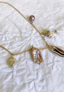 St. Tropez Pearl & Charm Gold Necklace