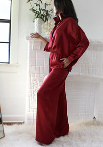 Joie SIlk Charmeause Trouser in Scarlet Red