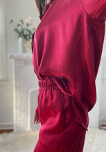SASCHA Washable Silk Charmeause Collared Shirt in Scarlet Red