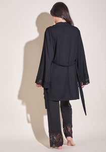 Vanity Lace Robe in TENCEL™ Modal Black