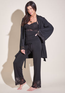 Vanity Lace Robe in TENCEL™ Modal Black