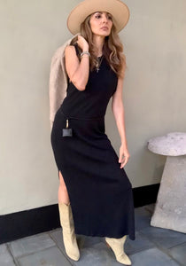 Jenna Midi Cotton Rib Slit Dress ONLINE EXCLUSIVE