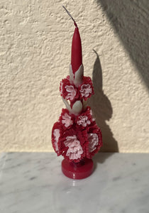 "CARINA" Ceremonial Beeswax Flower Candle in Scarlet Red  Combo